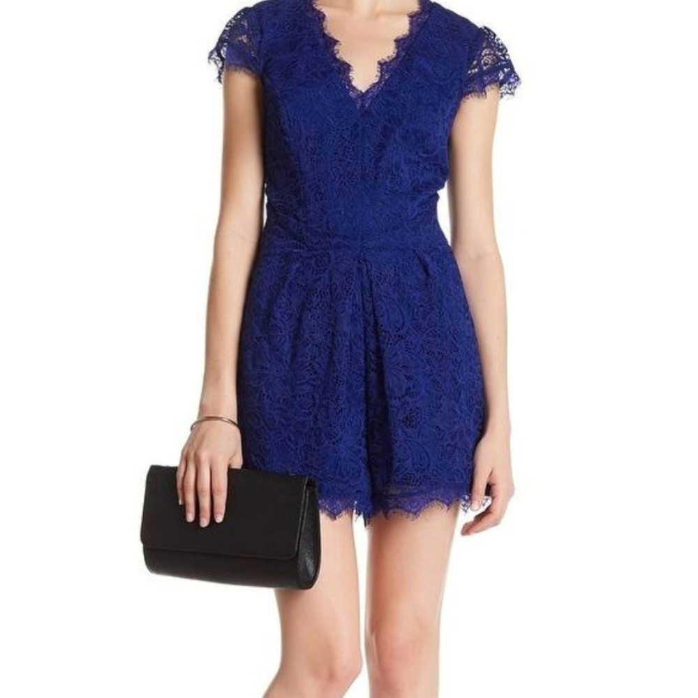 Adelyn Rae Royal Blue Lace Romper Shorts